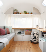 While there is plenty of storage to be found here, the couple didn’t just stick cabinets on every surface. “The storage we did build had to be very intentional and functional. Really, it’s not much different from a regular house—just streamlined,” says Ballard. 